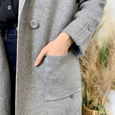 J945 - Manteau en maille (TU) - gris - taille-unique