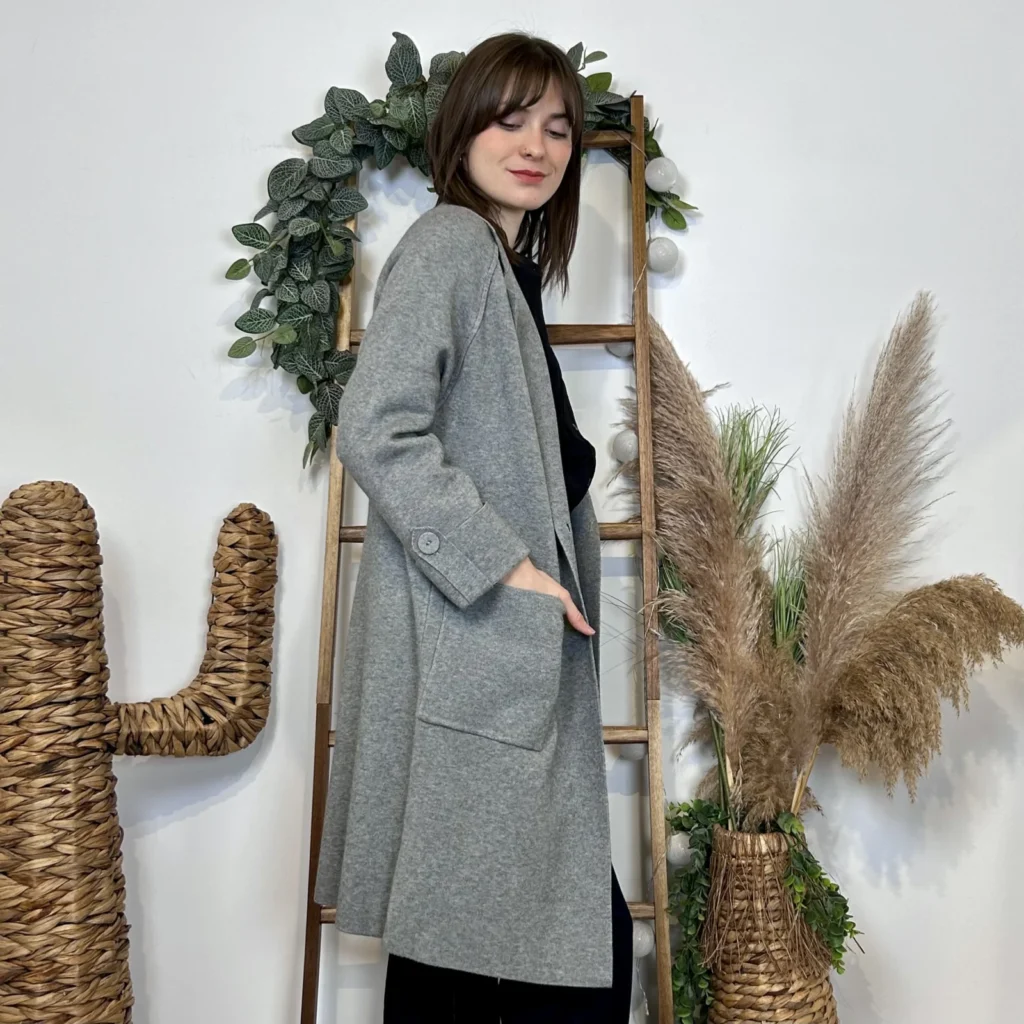 J945 - Manteau en maille (TU) - gris - taille-unique
