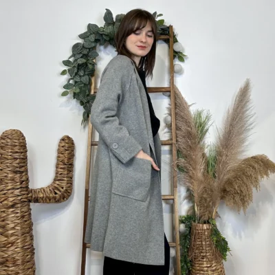 J945 - Manteau en maille (TU) - gris - taille-unique