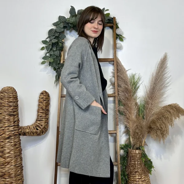 J945 - Manteau en maille (TU) - gris - taille-unique