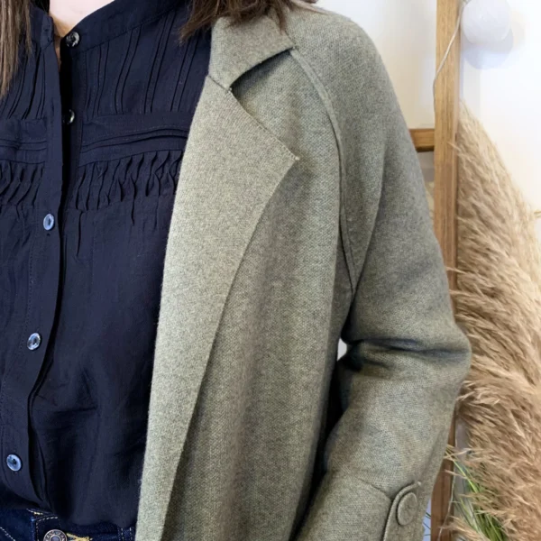 J945 - Manteau en maille (TU) - kaki - taille-unique