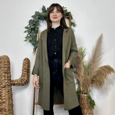 J945 - Manteau en maille (TU) - kaki - taille-unique