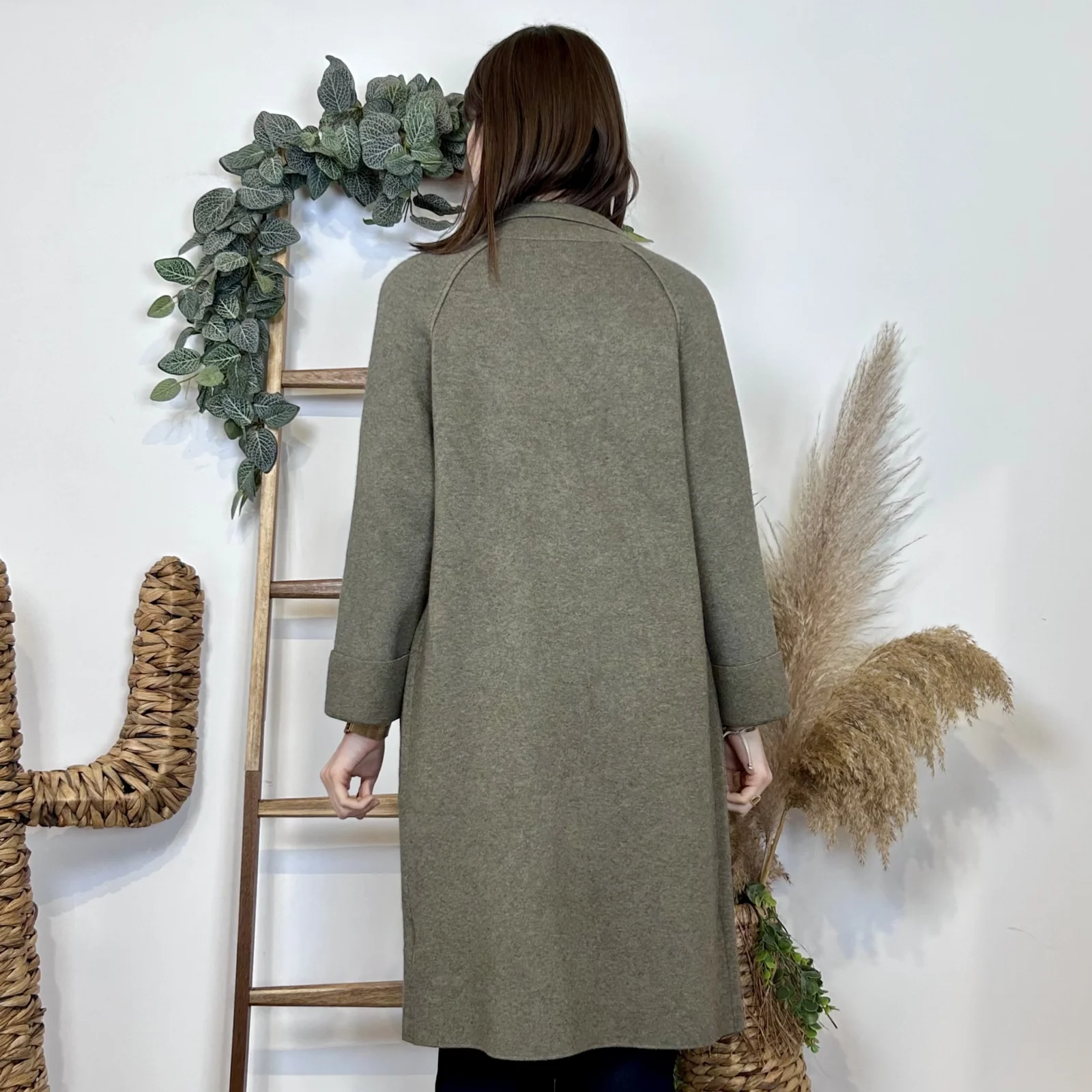 J945 - Manteau en maille (TU) - kaki - taille-unique