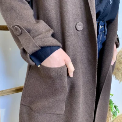 J945 - Manteau en maille (TU) - marron - taille-unique