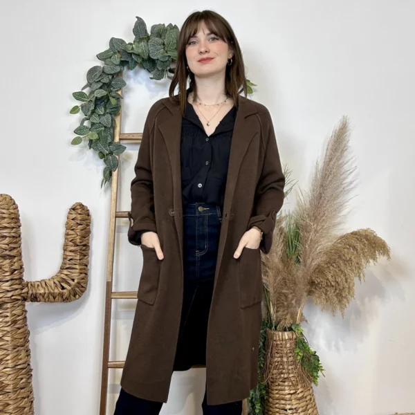 J945 - Manteau en maille (TU) - marron - taille-unique