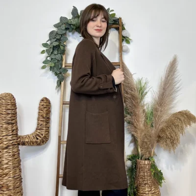 J945 - Manteau en maille (TU) - marron - taille-unique