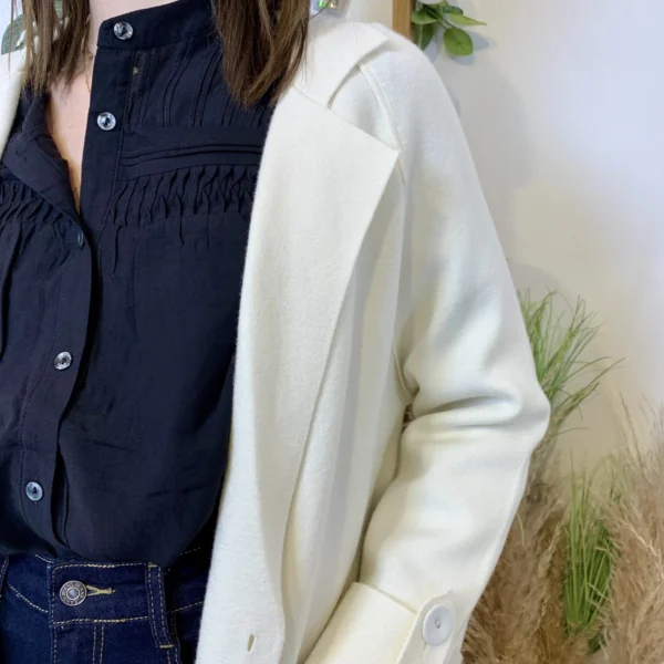 J945 - Manteau en maille (TU) - ecru - taille-unique