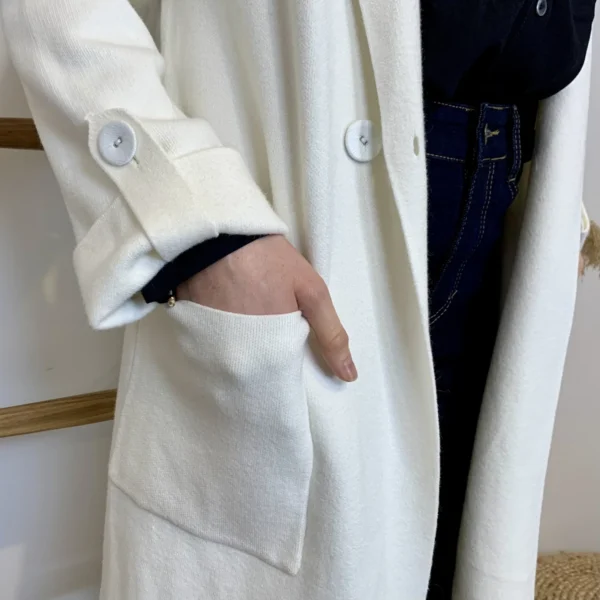 J945 - Manteau en maille (TU) - ecru - taille-unique