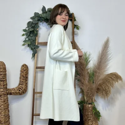 J945 - Manteau en maille (TU) - ecru - taille-unique