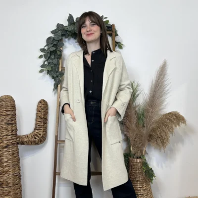 J945 - Manteau en maille (TU) - beige - taille-unique