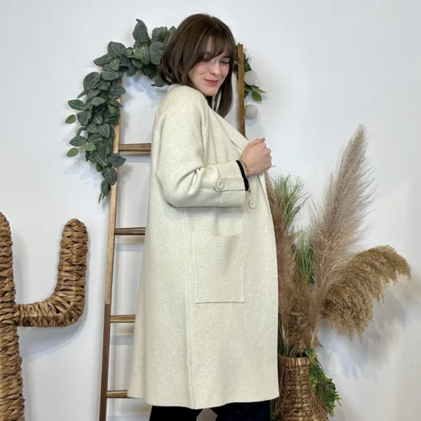 J945 - Manteau en maille (TU) - beige - taille-unique