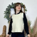 Gilet sans manches femme en maille - ecru - taille-unique