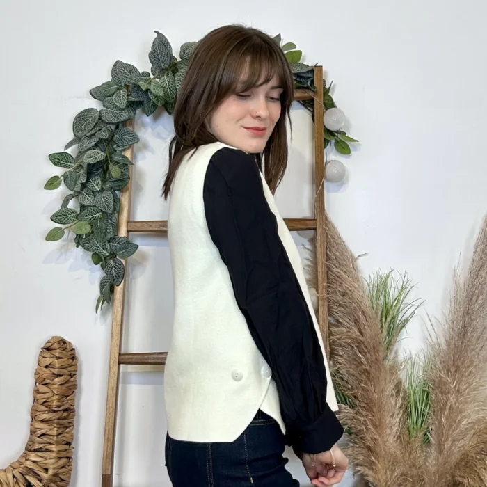 Gilet sans manches femme en maille - ecru - taille-unique