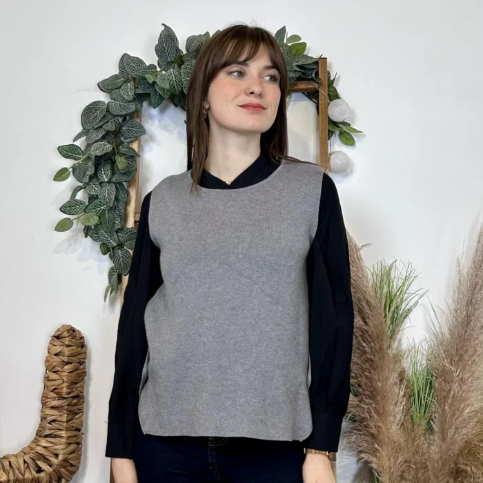 Gilet sans manches femme en maille - gris - taille-unique