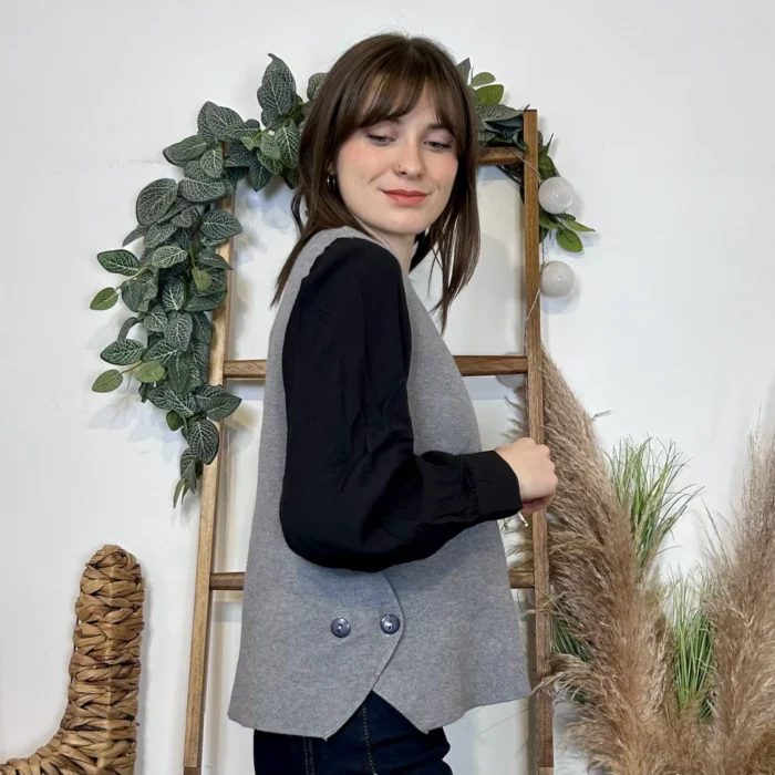 Gilet sans manches femme en maille - gris - taille-unique