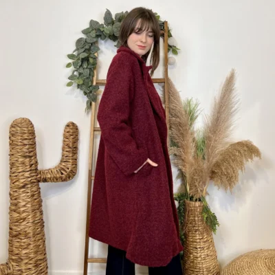 J933 - Manteau long (TU) - bordeaux - taille-unique