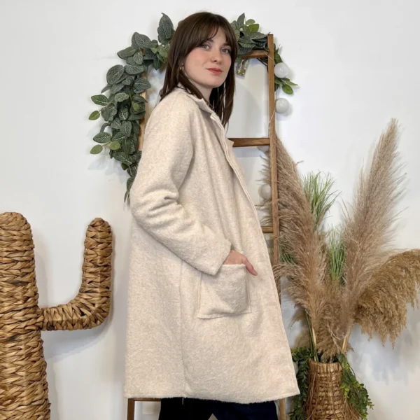 J987 - Manteau en laine (TU) - ecru - taille-unique