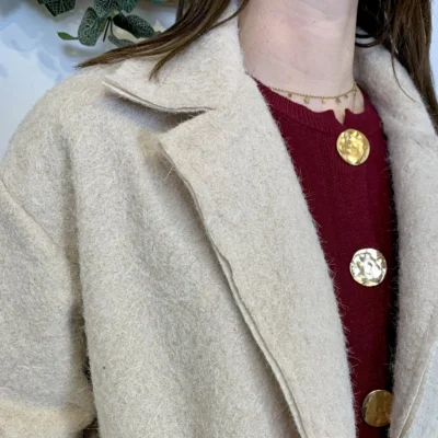 J987 - Manteau en laine (TU) - ecru - taille-unique