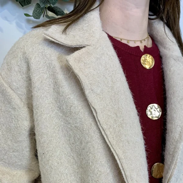 J987 - Manteau en laine (TU) - ecru - taille-unique