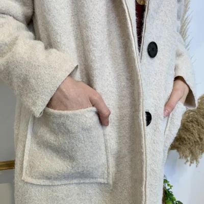 J987 - Manteau en laine (TU) - ecru - taille-unique
