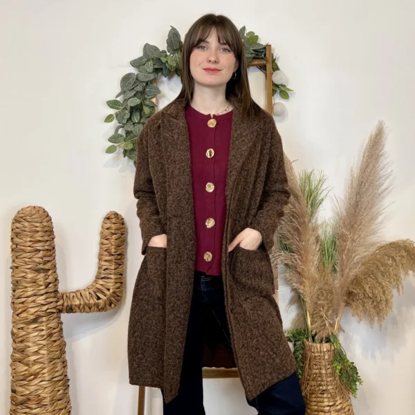 J987 - Manteau en laine (TU) - marron - taille-unique