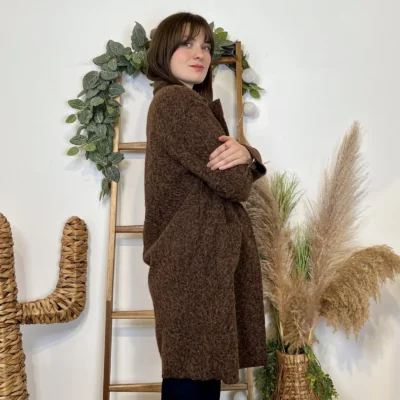 J987 - Manteau en laine (TU) - marron - taille-unique