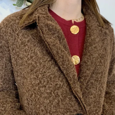 J987 - Manteau en laine (TU) - marron - taille-unique