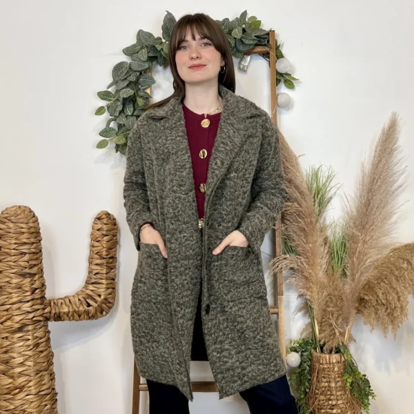 J987 - Manteau en laine (TU) - kaki - taille-unique