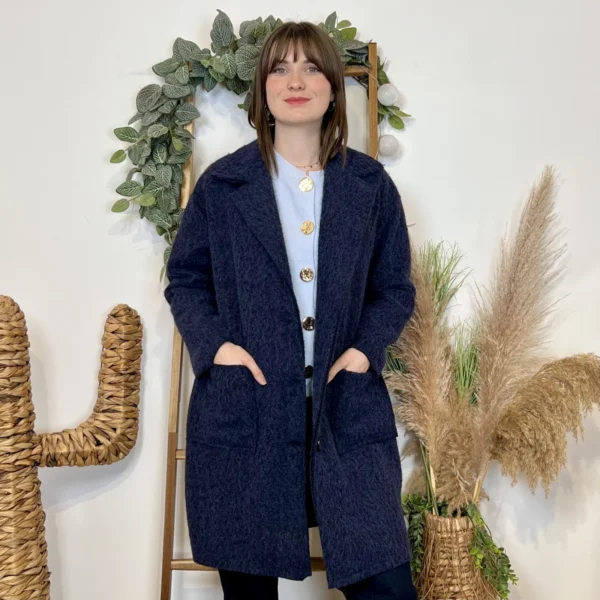 J987 - Manteau en laine (TU) - marine - taille-unique