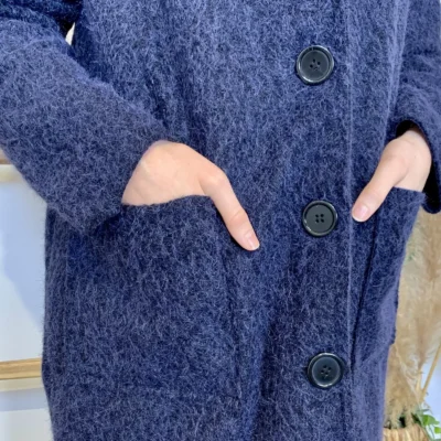 J987 - Manteau en laine (TU) - marine - taille-unique