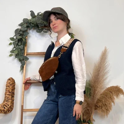 I884- Gilet sans manche moutonné (T36-T40) - marine - 38