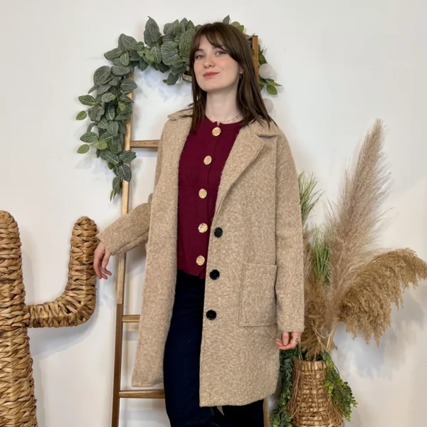 J987 - Manteau en laine (TU) - beige - taille-unique