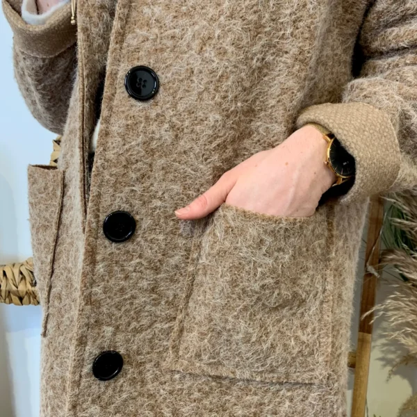 J987 - Manteau en laine (TU) - camel - taille-unique