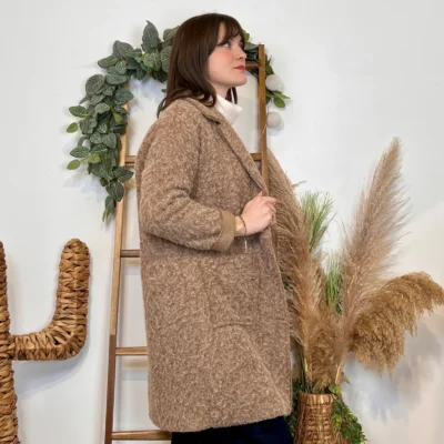 J987 - Manteau en laine (TU) - camel - taille-unique