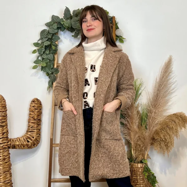 J987 - Manteau en laine (TU) - camel - taille-unique