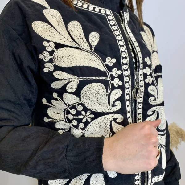 I906- Veste brodée (T36-T40) - noir - 40