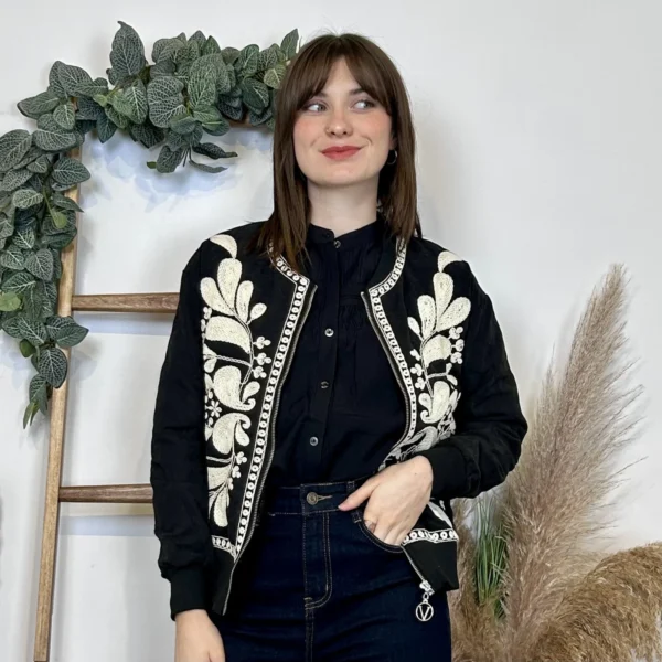 I906- Veste brodée (T36-T40) - noir - 40