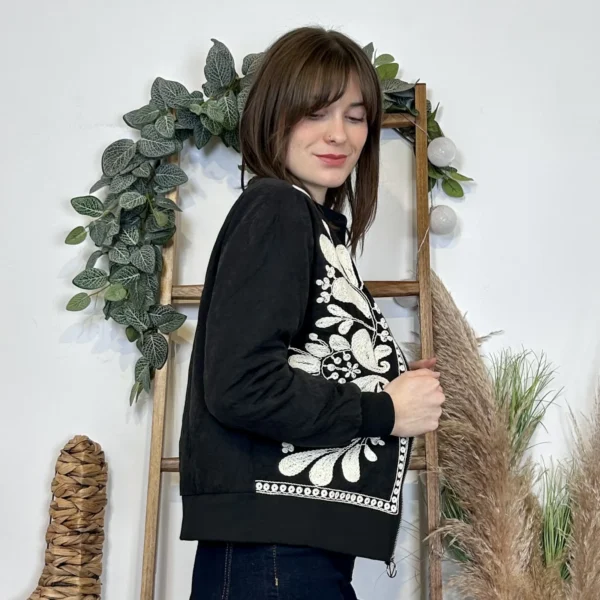 I906- Veste brodée (T36-T40) - noir - 40