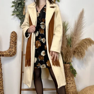 J933 - Manteau long (TU) - ecru - taille-unique