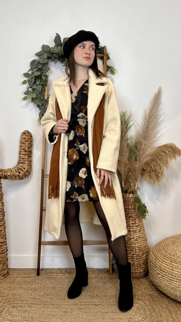 J933 - Manteau long (TU) - ecru - taille-unique