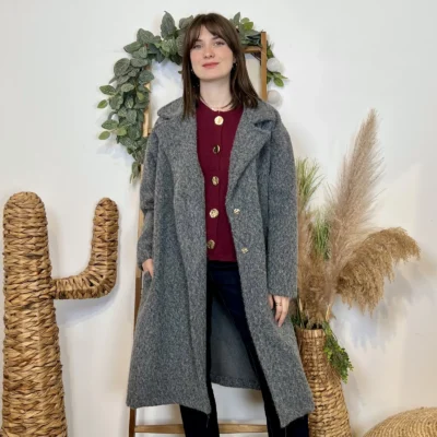 J933 - Manteau long (TU) - gris - taille-unique