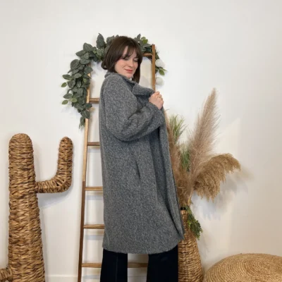 J933 - Manteau long (TU) - gris - taille-unique