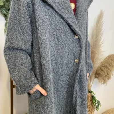 J933 - Manteau long (TU) - gris - taille-unique