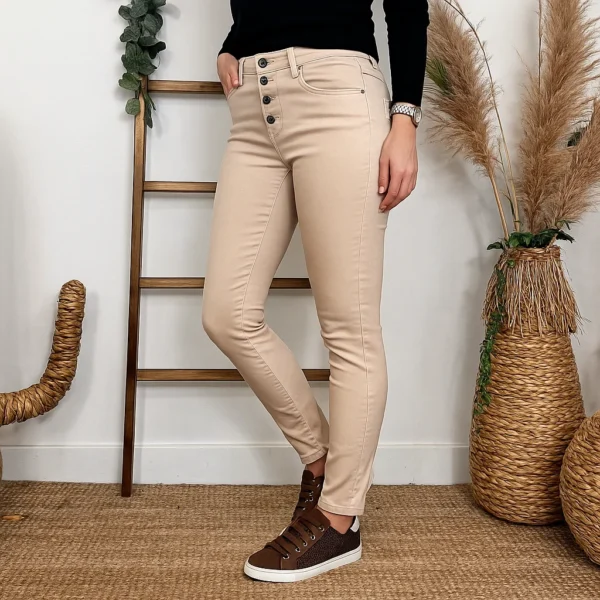 P068- Jean Enduit Melly&Co fourré (T34-T42) - beige - 42