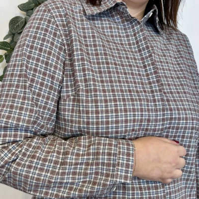 K945- Chemise écossaise (T40-T48) - marron - 48