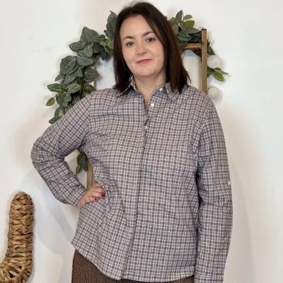 K945- Chemise écossaise (T40-T48) - marron - 48