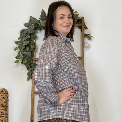 K945- Chemise écossaise (T40-T48) - marron - 48