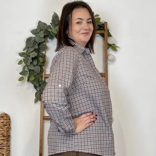 K945- Chemise écossaise (T40-T48) - marron - 48