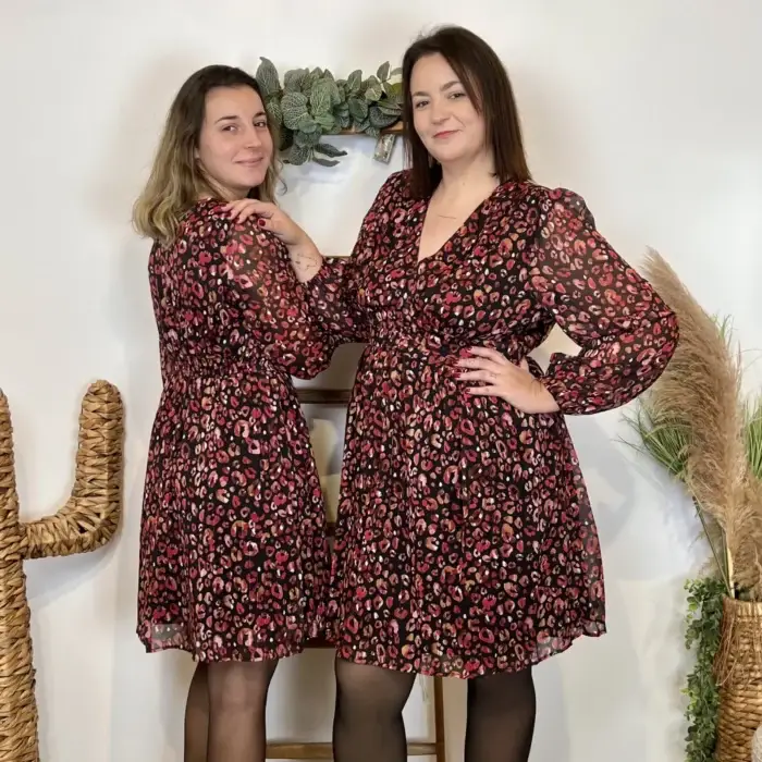 Robe courte léopard MAËLLE T36-T40 - noir-bordeaux - 38