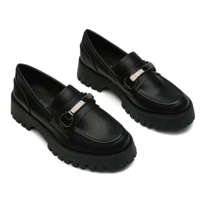 R388- Mocassins semelle crantée - noir - 41